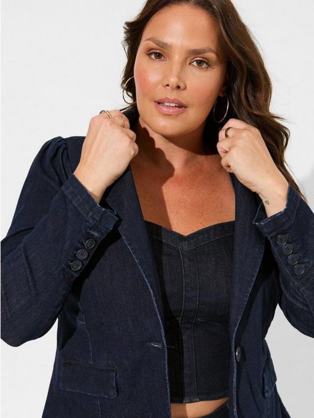 Studio by Torrid Denim blazer jacket Sz 2x - Picture 10 of 11